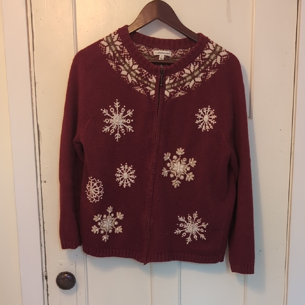 Croft & Barrow Red and White Cardigan Sweater